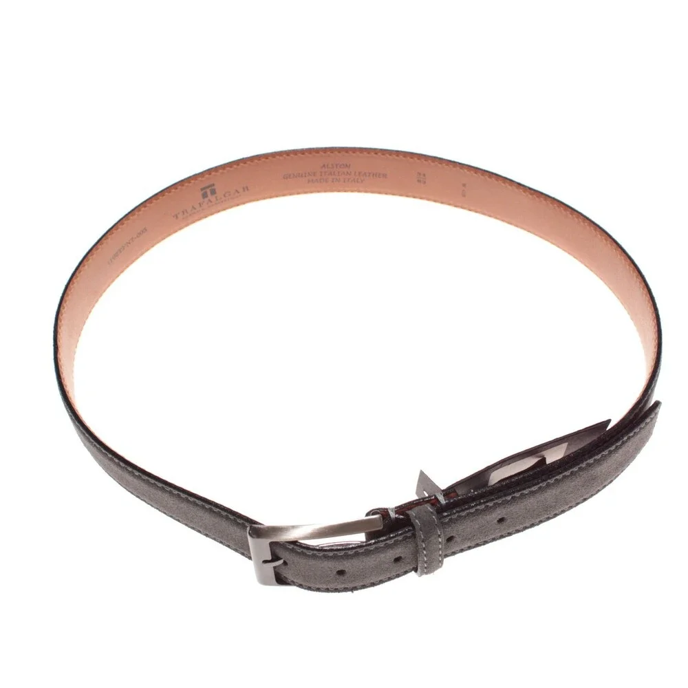Trafalgar NWT Classic Belt Size 85 (34) in Solid Gray Suede Leather